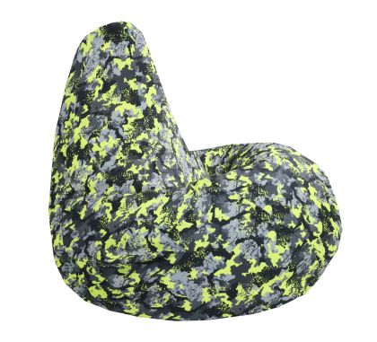 Пуф барбарон LUXE+, XL размер, Голяма Круша, за възрастен, Самостоятелен  вътрешен калъф, Водонепропусклив, Green Camouflage, Промазка