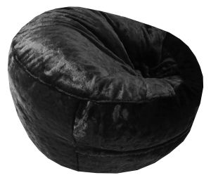 Пуф барбарон, XXL Giant Sofa, за възрастен, Втори вътрешен калъф, Дълъг косъм, Черен, Пухен