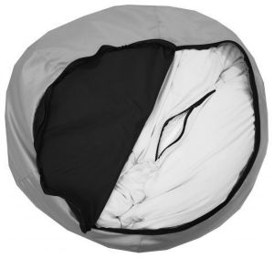 Пуф барбарон LUXE+, XL размер, Голяма Круша, за възрастен, Самостоятелен  вътрешен калъф, Черен Меланж, Дамаска