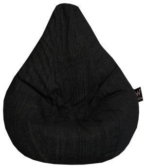 Пуф барбарон LUXE+, XL размер, Голяма Круша, за възрастен, Самостоятелен  вътрешен калъф, Черен Меланж, Дамаска