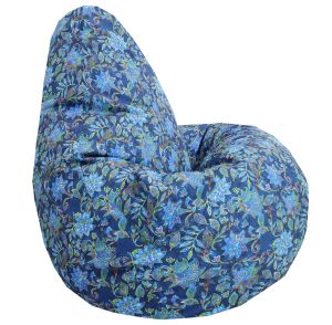 Пуф барбарон LUXE+, XL размер, Голяма Круша, за възрастен, Самостоятелен  вътрешен калъф, Водонепропусклив, One, Blue Flower, Промазка