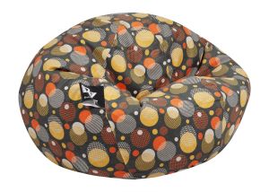 Пуф барбарон LUXE+, XL размер, Голяма Ябълка, за възрастен, Самостоятелен  вътрешен калъф, Водоотблъскващ, Colorful Circle, Дамаска