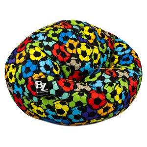 Пуф барбарон LUXE+, XL размер, Голяма Ябълка, за възрастен, Самостоятелен  вътрешен калъф, Водонепропусклив, Промазка Premium, Colorful Football