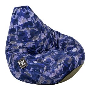 Пуф барбарон LUXE+, XL размер, Голяма Круша, за възрастен, Самостоятелен вътрешен калъф, Blue Camouflage, Промазка